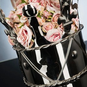 Aranjament floral din trandafiri si vas metalic in forma de coroana CROWN roz 1142105.33 rosa