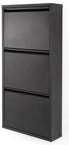 Pantofar negru cu deschidere înclinată din metal 50x103x15 cm Billy – Spinder Design