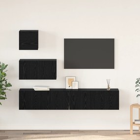vidaXL Dulap pentru TV pe Perete 4 pcs Stejar negru 80 x 30 x 30.5 cm