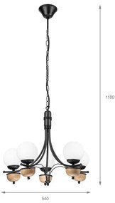 Lustră pe lanț Brilagi COTTAGE 5xG9/40W/230V fag/alb