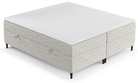 Pat boxspring gri deschis cu spațiu de depozitare 160x200 cm Araya – Maison de Rêve