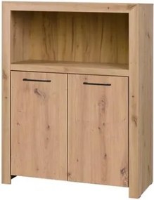 Comodă 2-door JANEZ – 93x38x120 cm – Stejar Artisan / Negru