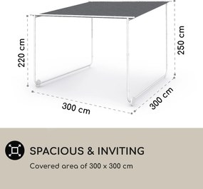 Blumfeldt Nantes, foișor, baldachin, parasolar, 3x3m, poliester, cadru din oțel, UV50+, roți de podea