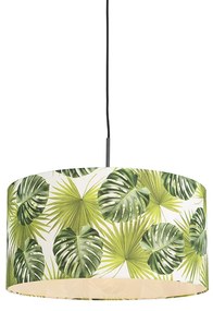 Lampă pendantă botanică neagră cu abajur cu frunze 50cm - Combi 1