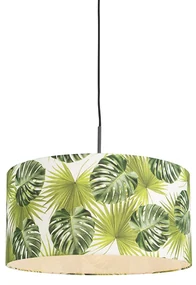 Lampă pendantă botanică neagră cu abajur cu frunze 50cm - Combi 1