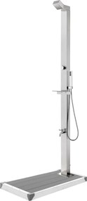 vidaXL Duș de grădină cu bază gri, 225 cm, oțel inoxidabil