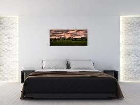 Tablou cu peisaj și biserică (120x50 cm)