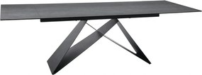 Masa moderna dining WESTIN, gri/negru, sticla/metal, 160-240x90x77 cm