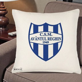 Perna Personalizata CSM Avantul Reghin 1949, 40x40 cm, Crem Reliefat, Husa Detasabila, Perna Inclusa, BEKZ®