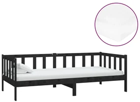 3083618 vidaXL Pat de zi cu saltea, negru, 90x200 cm, lemn masiv de pin
