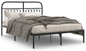 376601 vidaXL Cadru de pat metalic cu tăblie, negru, 140x200 cm