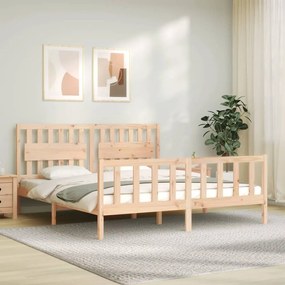 3192441 vidaXL Cadru de pat cu tăblie Super King Size, lemn masiv