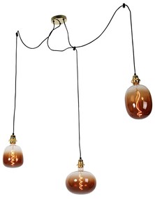 Lampă suspendată aurie cu 3 lumini, inclusiv LED reglabil - Cava Luxe