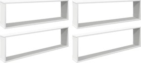 vidaXL Rafturi de perete cub, 4 buc., alb, 100x15x30cm lemn prelucrat