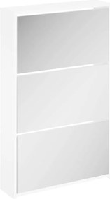 vidaXL Dulap pantofi cu oglindă, 3 straturi, alb lucios, 63x17x102,5 cm