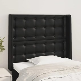 3119658 vidaXL Tăblie de pat cu aripioare, negru, 93x16x118/128 cm, piele eco