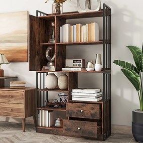 Librărie industrială cu 6 rafturi, Negru+Maro | Aosom Romania