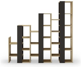 Etajeră neagră/în culoare naturală cu aspect de lemn de stejar 158x151 cm Anissa – Marckeric