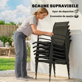 Outsunny Set de Masă 7 Piese: Masă Dreptunghiulară și 6 Scaune Suprapozabile pentru Grădină | Aosom Romania