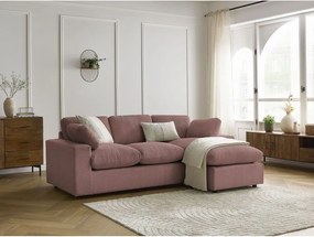 Colțar roz cu tapițerie din catifea reiată Belair – Bobochic Paris