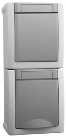 Intrerupator simplu + Priza IP54 Pacific Panasonic, PT, gri