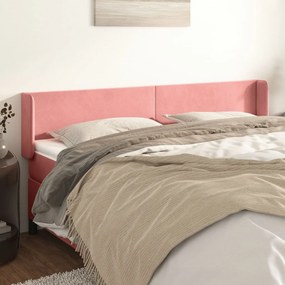 vidaXL Tăblie de pat cu aripioare roz 163x16x78/88 cm catifea