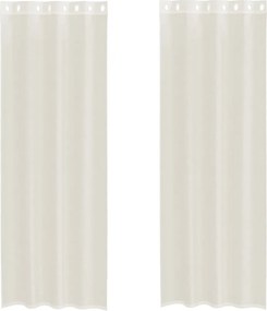 vidaXL Perdele Voile cu Oelii 2 buc Crem 140x300 cm