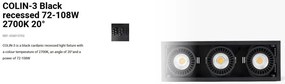 Spot LED incastrabil COLIN-3 Black recessed 72-108W 2700K 20°