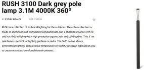 Stalp LED iluminat exterior simetric 360º IP65 RUSH 310cm 4000K