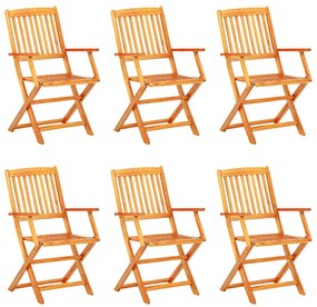 Set mobilier de exterior pliabil, 7 piese, lemn masiv de acacia