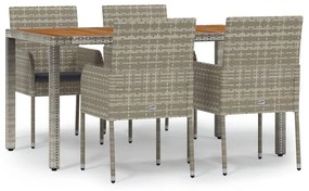 3185019 vidaXL Set mobilier de grădină cu perne, 5 piese, gri, poliratan