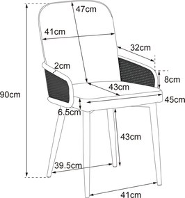 Set de 2 scaune moderne tapițate în ratan și material cu efect de catifea, Gri