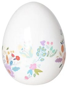 Ou mare alb cu desen floral din ceramica