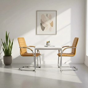 Scaun de așteptare bej OFF 835 din piele ecologică și cadru metalic rezistent