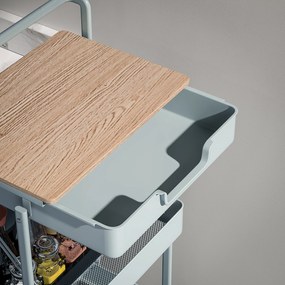 HOMCOM Desserte cărucior de depozitare cu roți 4 niveluri cu sertar, blat și coșuri, verde | Aosom Romania