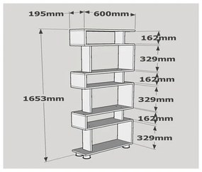Bibliotecă BLOK 165x60 cm albă