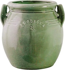 Ghiveci din ceramică glazurată manual 2L verde înalt, „Brobacka"