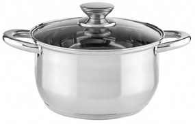 Set de oale Muhler MR-1242, 12 piese, Otel inoxidabil, Fund in trei straturi, Manere reci, Capace din sticla, Inductie, Argintiu