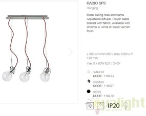 Lustra suspendata cu 3 pendule design modern RADIO SP3 BIANCO 119434