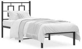374231 vidaXL Cadru de pat metalic cu tăblie, negru, 75x190 cm