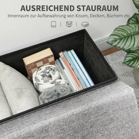 HOMCOM Bancă Pliabilă cu Spătar și Compartiment de 77L, Acoperire din Țesătură, 76x50x73 cm, Gri | Aosom Romania