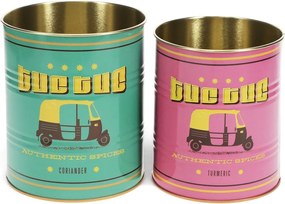 Cutii de depozitare 2 buc. din staniu decorative ø 11x13 cm Tuc-tuc – Rex London