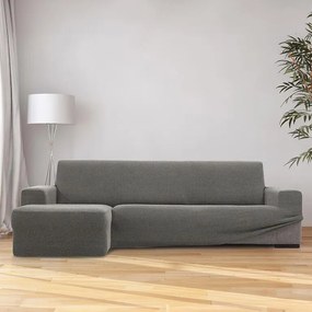 Huse super elastice HARMONIA gri canapea cu otoman stânga (l. 210 - 320 cm)