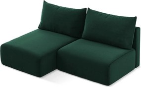 Colțar verde închis extensibil/cu spațiu de depozitare cu tapițerie din catifea (cu colț pe partea stângă/cu șezlong) Kalena – Makamii