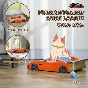 PawHut Zgârietor pentru Pisici în Formă de Mașină cu Iarbă, 50x30x12,5 cm, Roșu | Aosom Romania