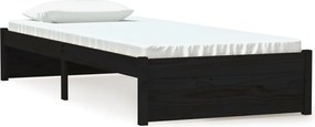 vidaXL Cadru de pat mic single, negru, 75x190 cm, lemn masiv