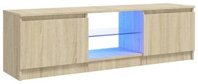 804286 vidaXL Comodă TV cu lumini LED, stejar sonoma, 120x30x35,5 cm