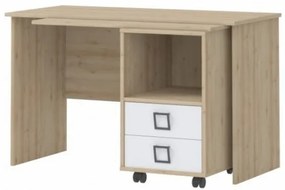 Masa de birou din pal, cu 2 sertare, pentru copii, Kiki RS Fag, L125xl60xH76 cm