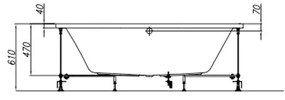 Cada baie incastrata 170 x 70 cm KolpaSan, Elektra 1700x700 mm