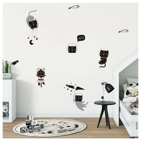 Set autocolante pentru perete Ambiance Scandinavian Animals Cosmonaut Cats